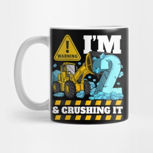 Kids Construction Truck 2nd Birthday Shirt Boy 2 Bulldozer Digger Mug